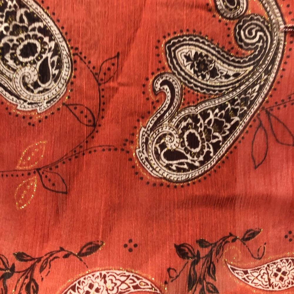 Wall St  Rust and Cream Paisley Open-Front Jacket Size L - Picture 3 of 5